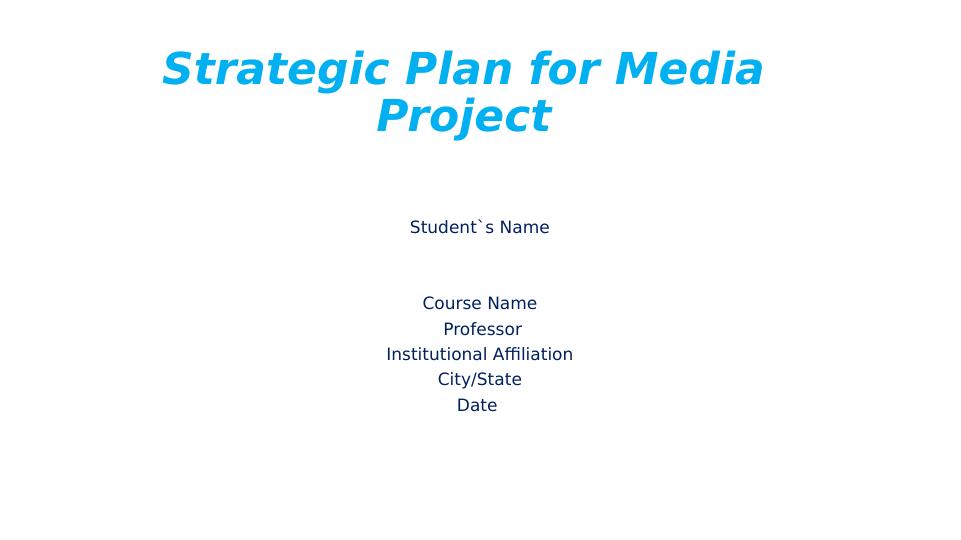 Strategic Plan for Media Project - Desklib_1