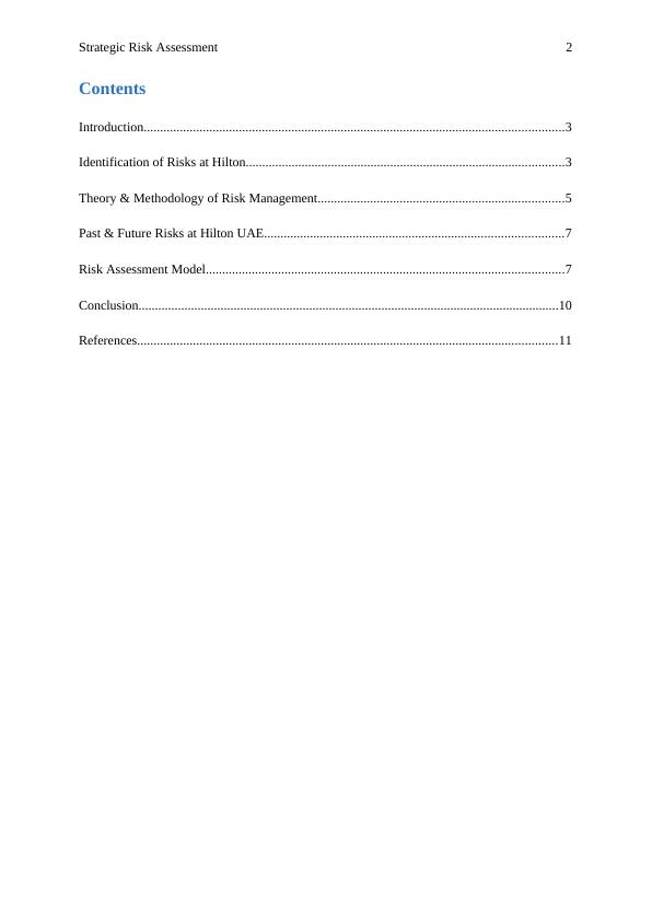 Strategic Risk Assessment for Hilton UAE Desklib