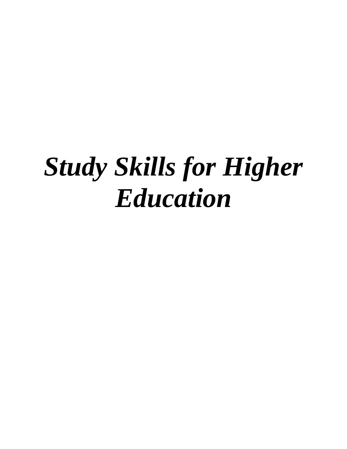 study skills in higher education