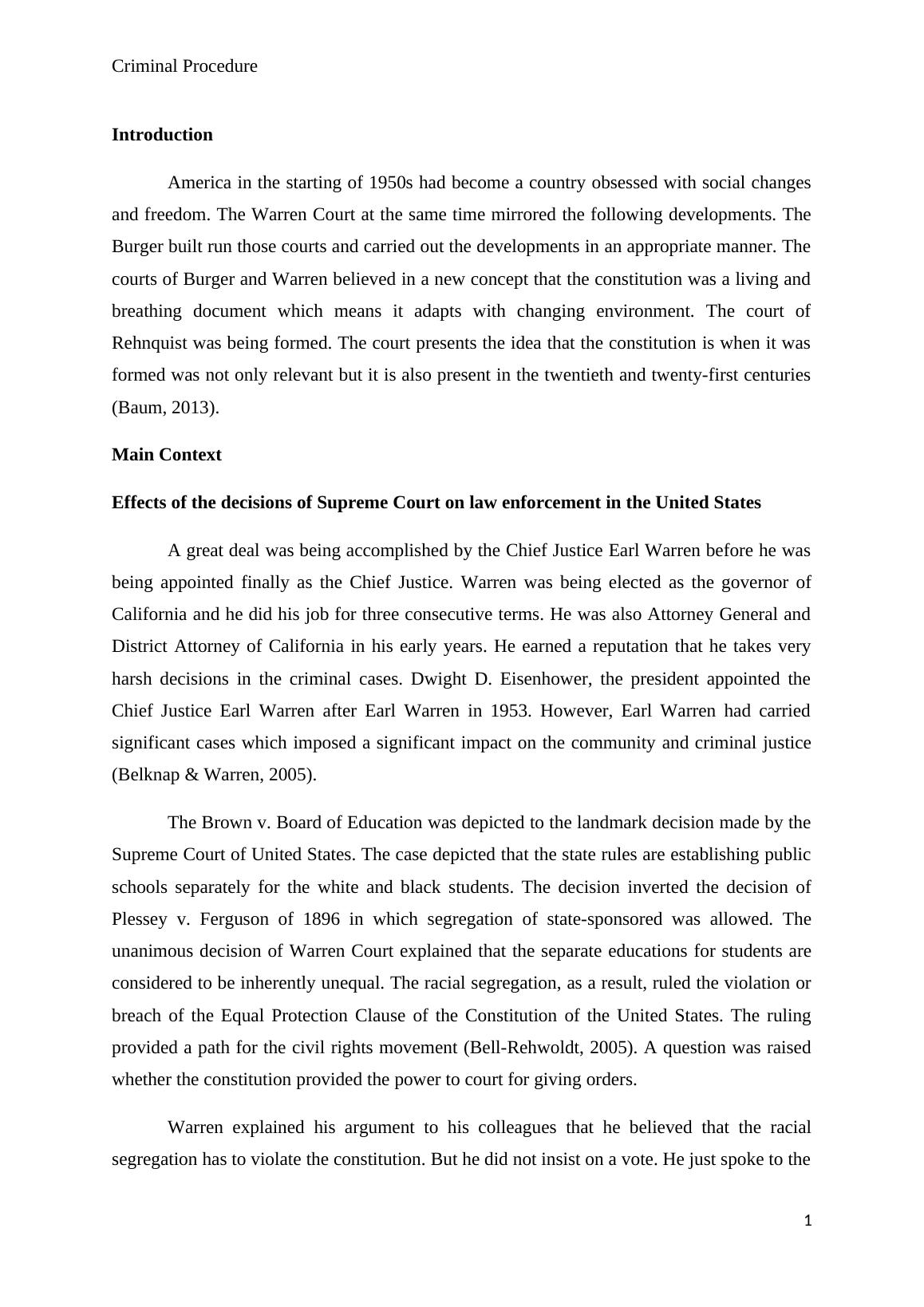 Effects of Supreme Court Decisions on Law Enforcement in the US