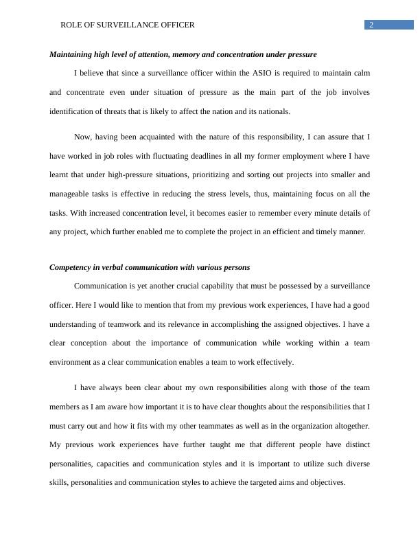 Role of Surveillance Officer in ASIO Responsibilities and Required Skills