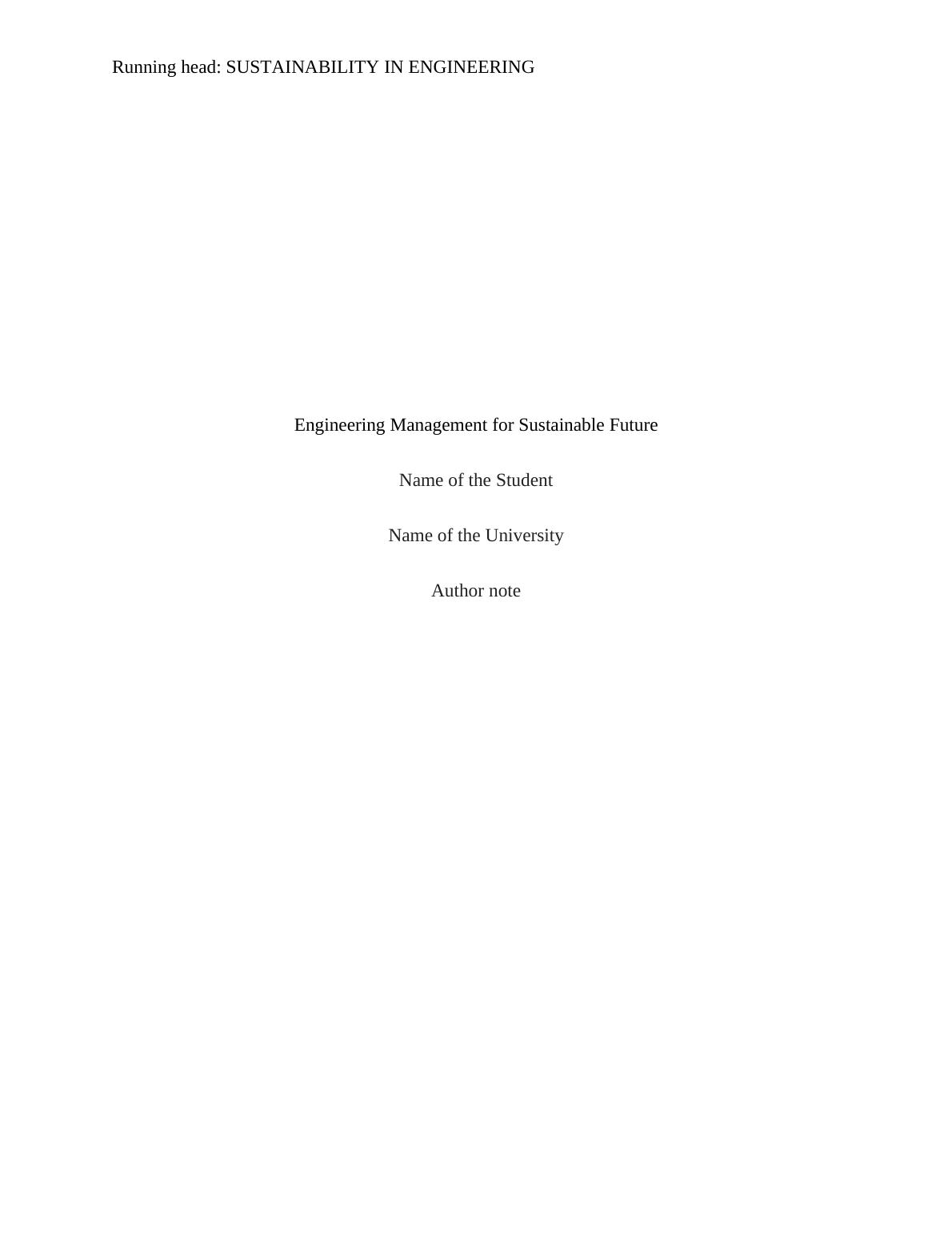 sustainable engineering dissertation