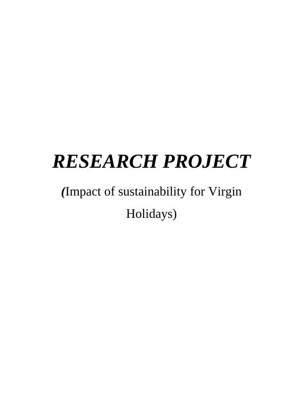 Impact of Sustainability for Virgin Holidays Desklib