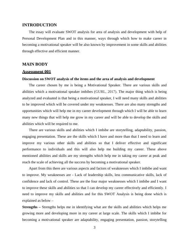 Swot Analysis For Personal Development Plan And Career Growth