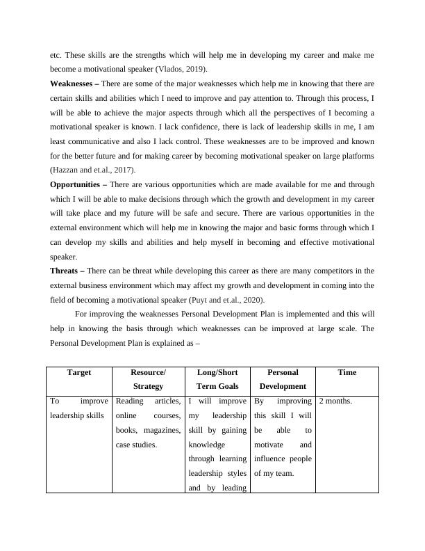 swot analysis personal development plan essay