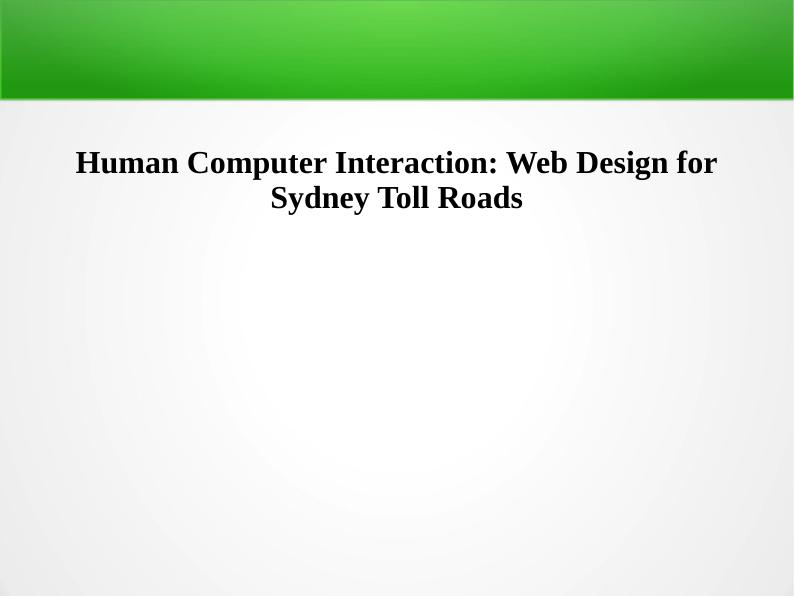 Human Computer Interaction: Web Design for Sydney Toll Roads_1
