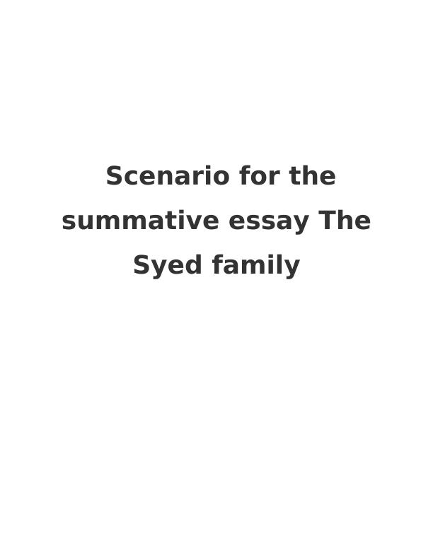 Assessing Physical and Non-Physical Problems and Factors Impacting Mental Health: A Case Study of the Syed Family_1