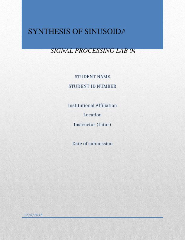 Synthesis of Sinusoidal Signals-MUS Signal Processing Lab 04_1