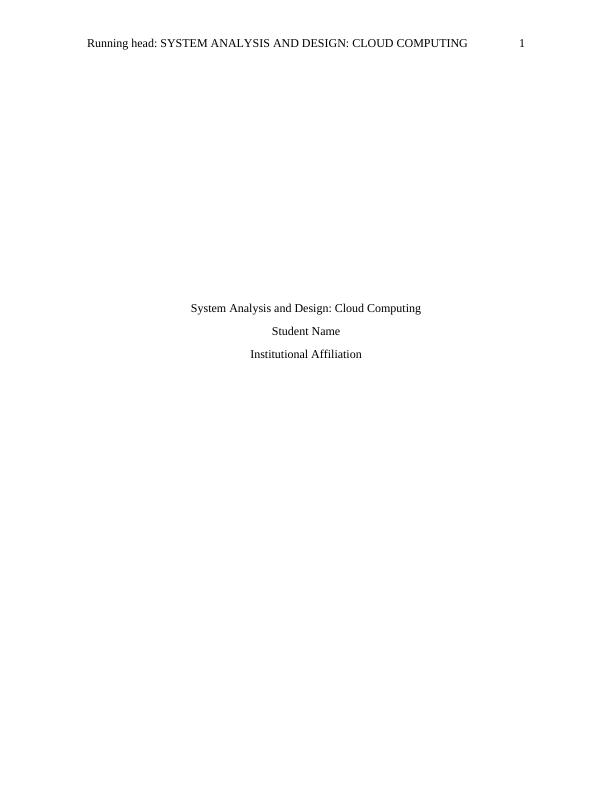 System Analysis and Design: Cloud Computing_1