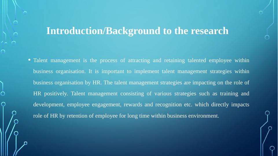 research proposal on talent management