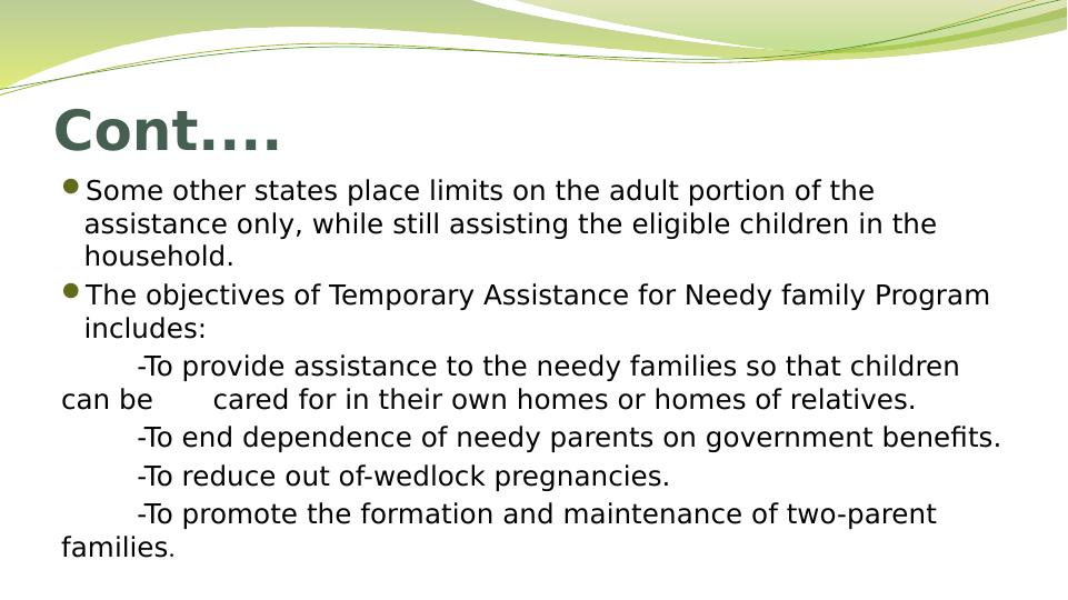 TANF Temporary Assistance for Needy Families Program