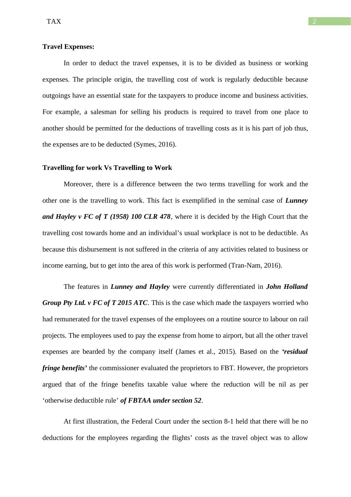 Tax Travel Expenses, Deductions and Differences in Travelling for Work