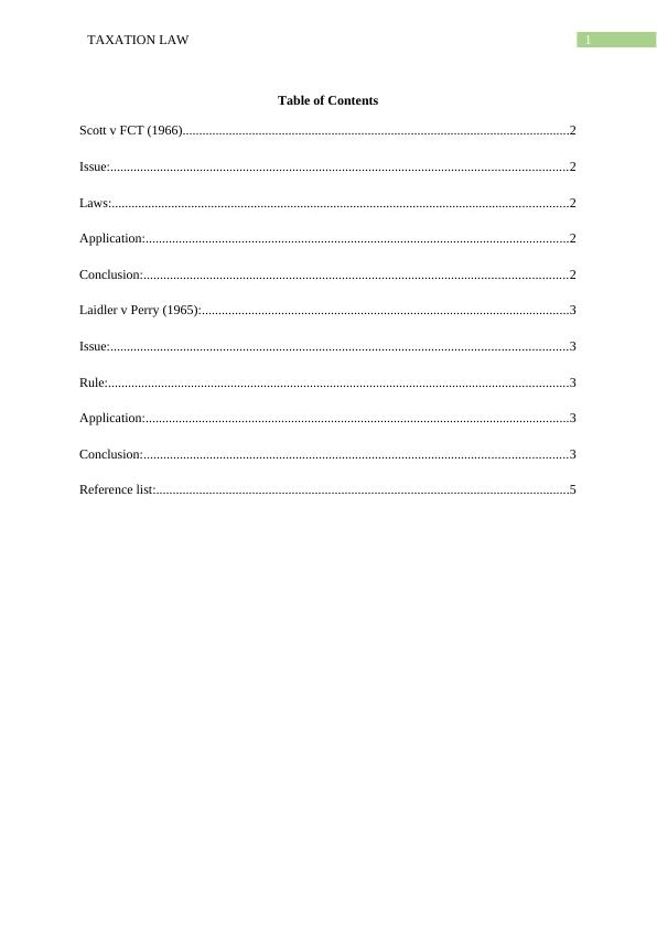 Taxation Law Case Studies: Scott v FCT (1966) and Laidler v Perry (1965)