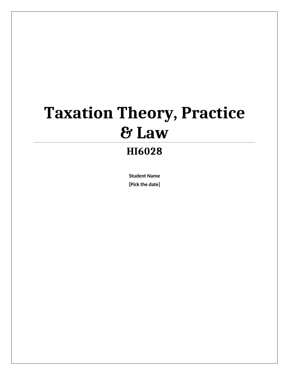 Taxation Theory, Practice & Law CGT Implications and FBT Assessment