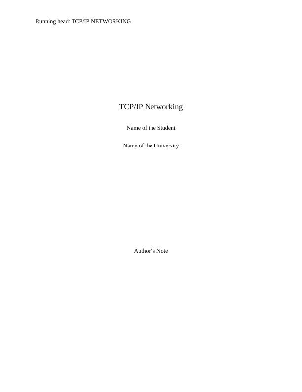 TCP/IP Networking: Setting up a network and configuring network services_1