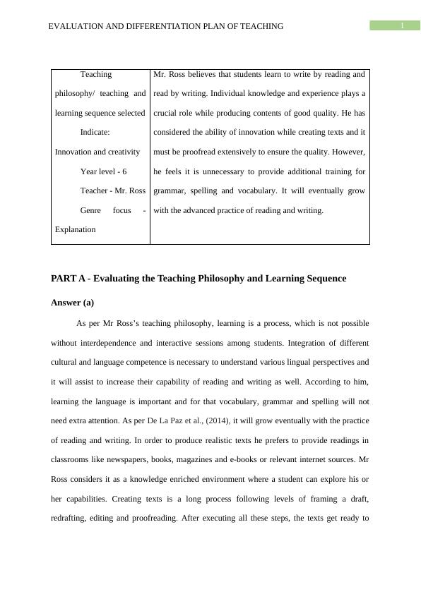 Evaluation and Differentiation Plan of Teaching_2