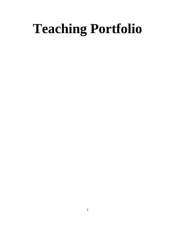 Teaching Portfolio for an Early Years Education Teacher_1