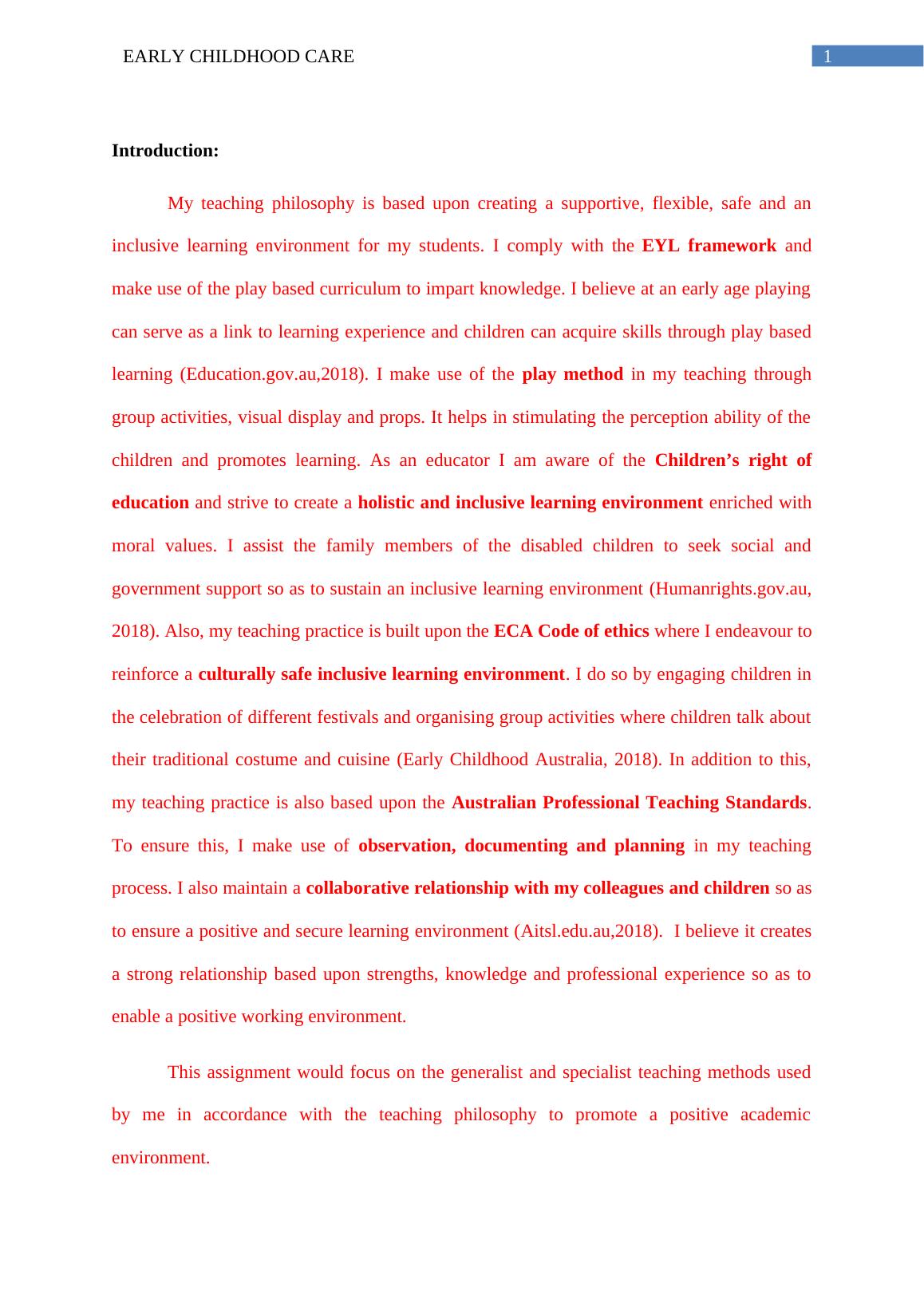 Teaching Techniques for Early Childhood Education Desklib