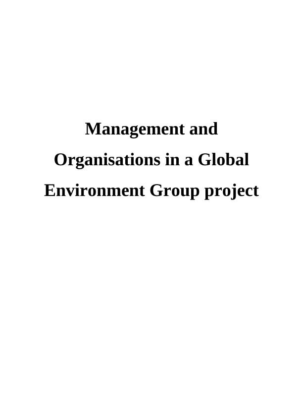 Management and Organisations in a Global Environment Group project_1