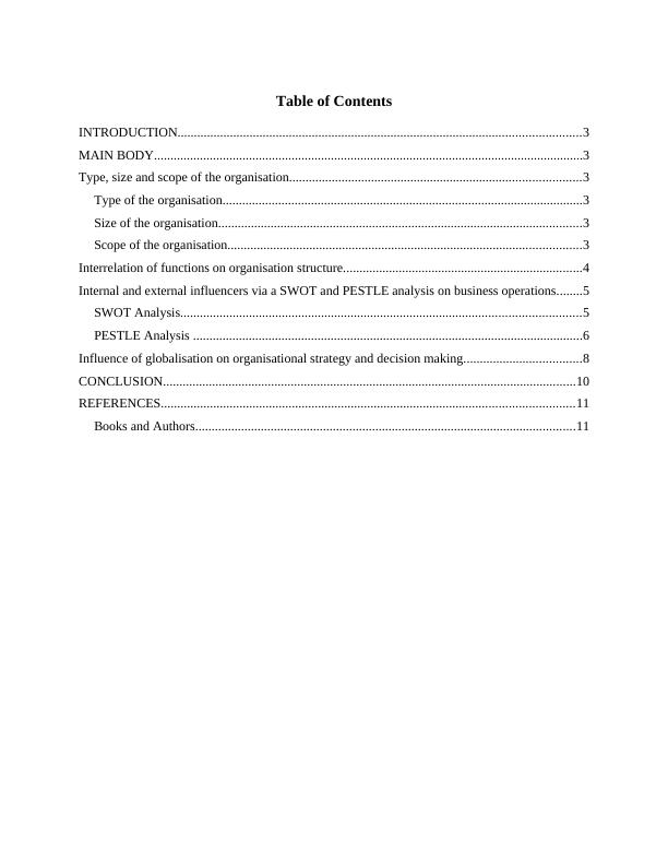 Business Report on Tesco: Type, Size, Scope, and Interrelation of ...