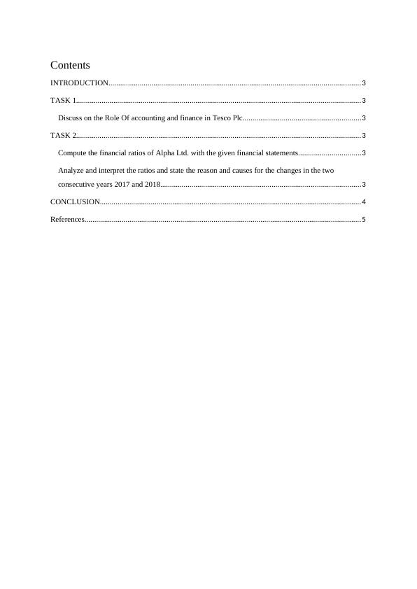 Role of Accounting and Finance in Tesco Plc and Financial Ratio ...