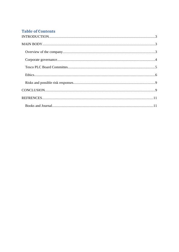 Corporate Governance, Ethics and Risk Management in Tesco PLC