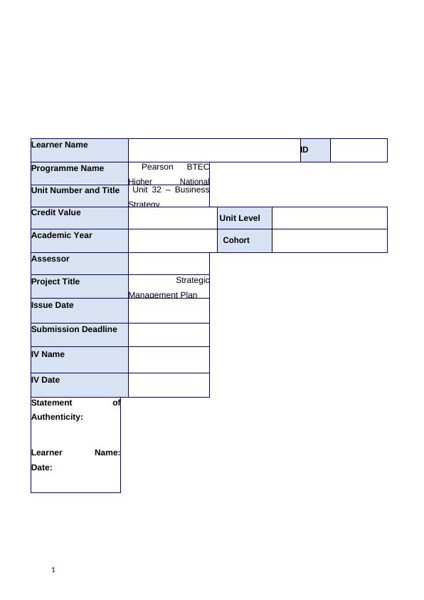 Internal and External Analysis of Tesco | Unit 32 Business Strategy