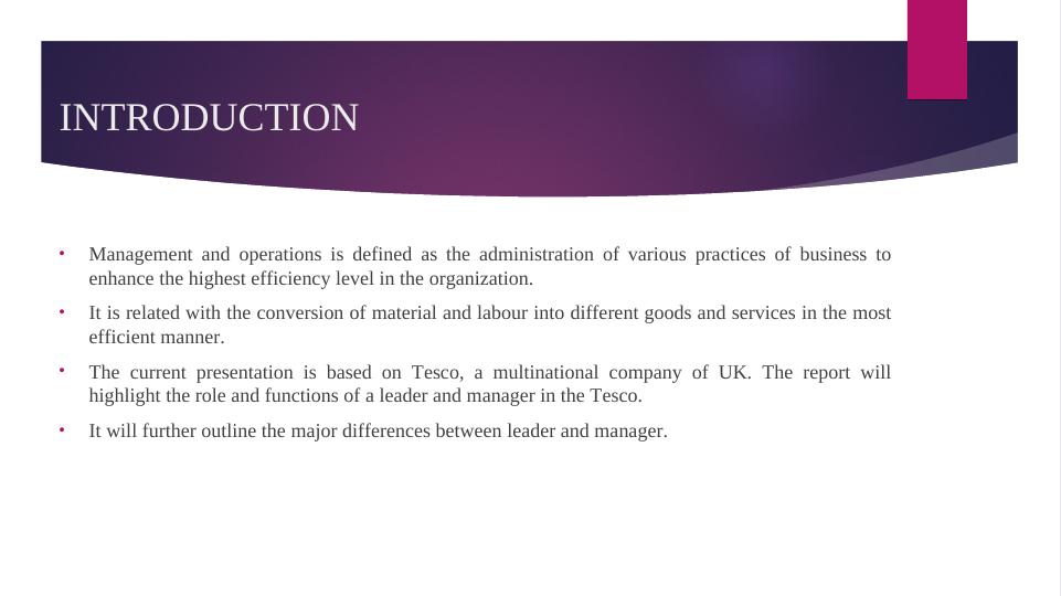 Management and Operations: Role and Functions of a Leader and Manager in Tesco_2