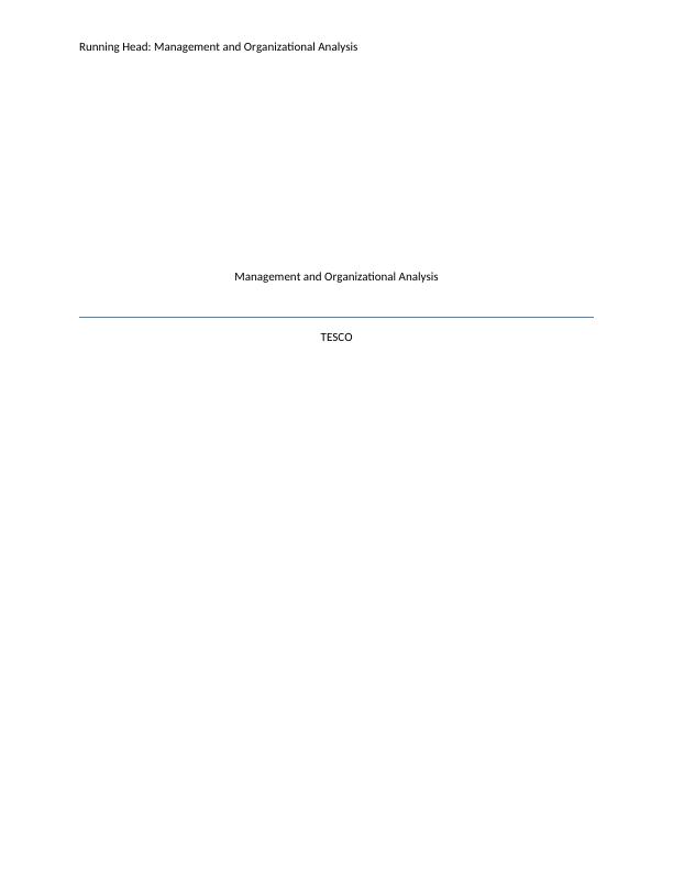 Management and Organizational Analysis of Tesco_1