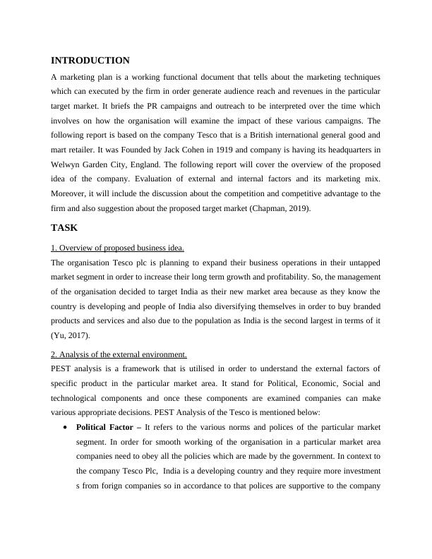 Marketing Plan For Tesco: Analysis, Swot, Marketing Mix, And Competition