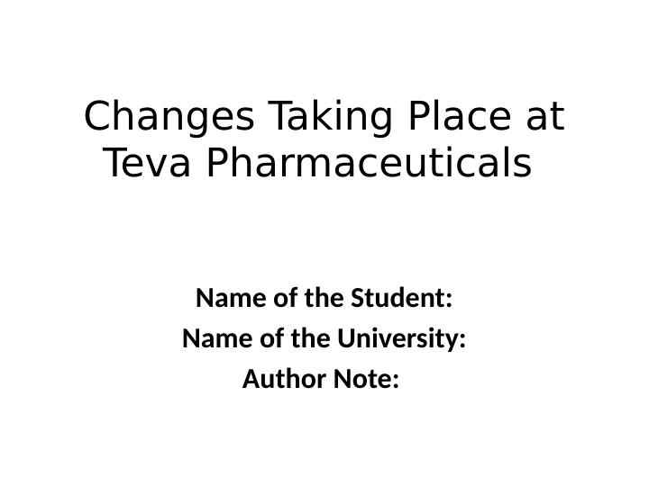 Changes Taking Place at Teva Pharmaceuticals_1