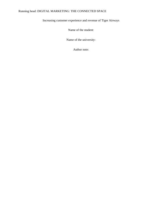 Digital Marketing Strategies for Tiger Airways