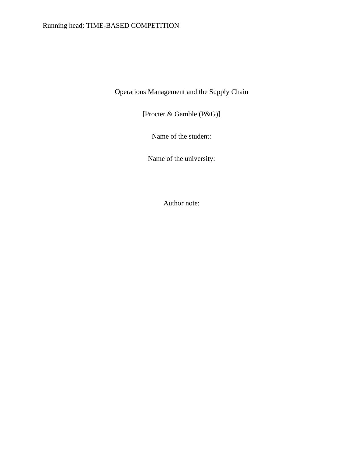 Time Based Competition In Operations Management And The Supply Chain Time based competition in operations management and the supply chain