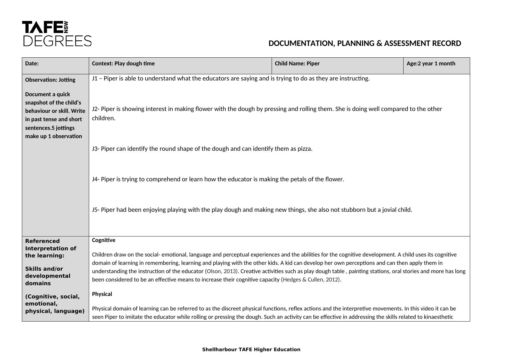 Jotting cognitive development outlet examples