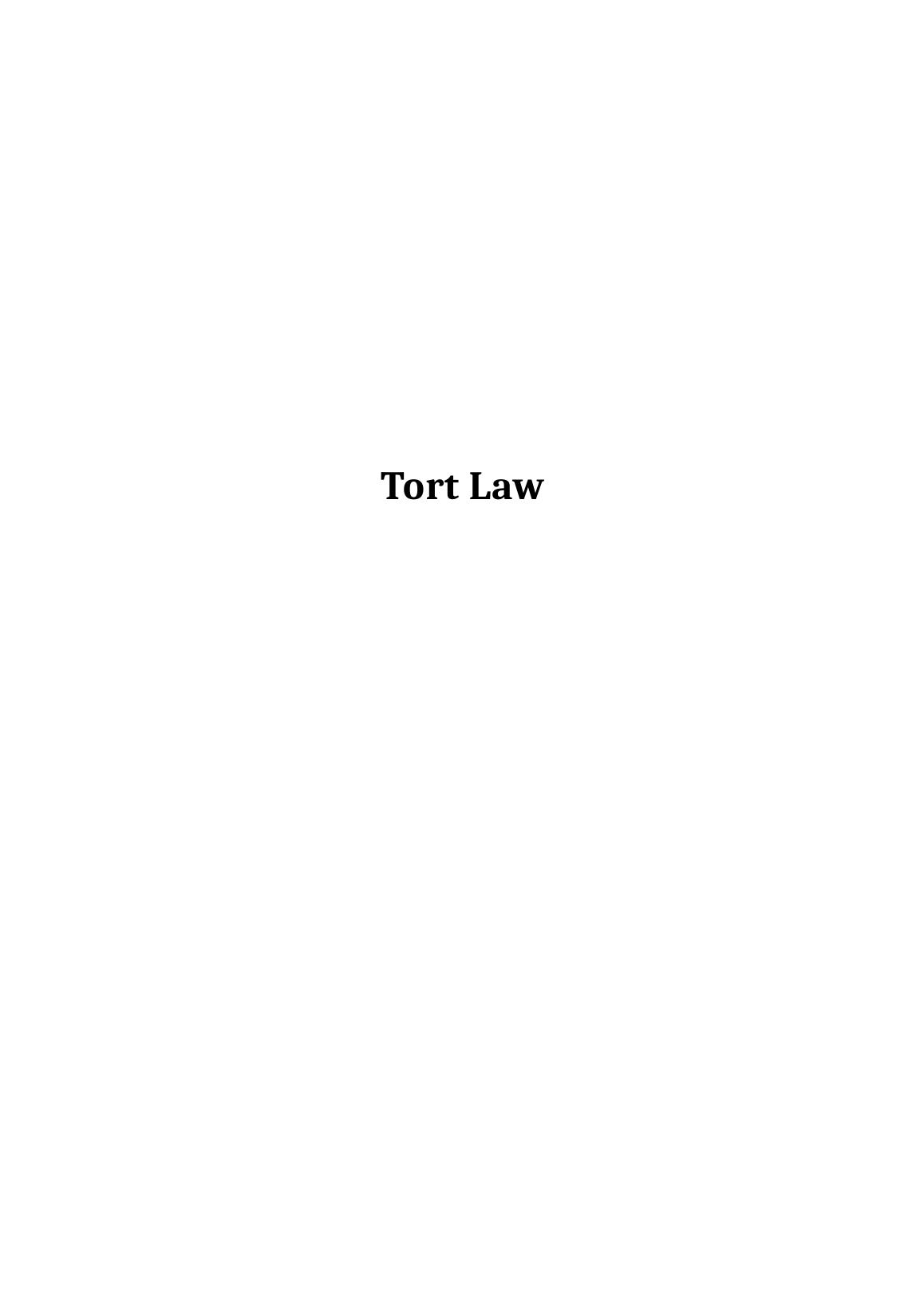 Tort Law Cases and Analysis Desklib