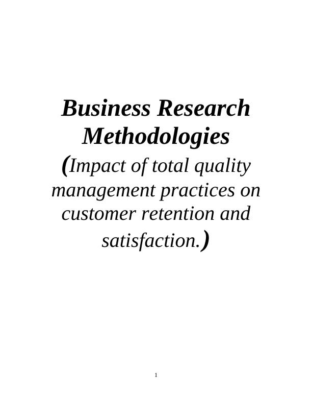 research paper on total quality management