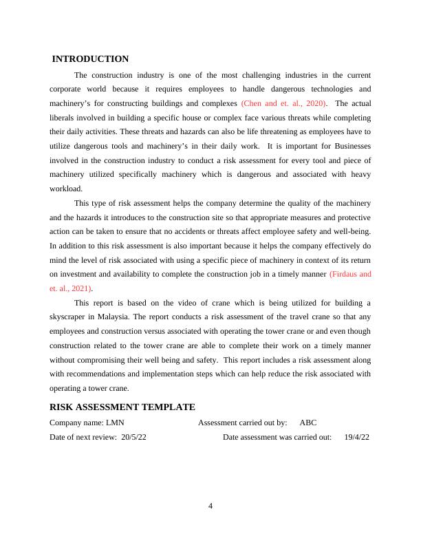 Risk Assessment and Mitigation for Tower Crane Operators | Desklib