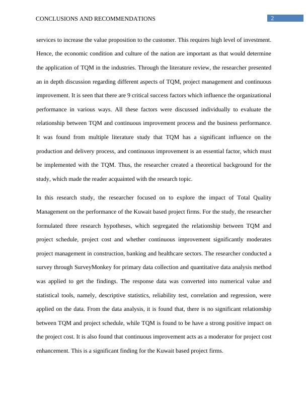 Total Quality Management Impact on the Performance of Project Based Firms in Kuwait - Conclusions and Recommendations_3