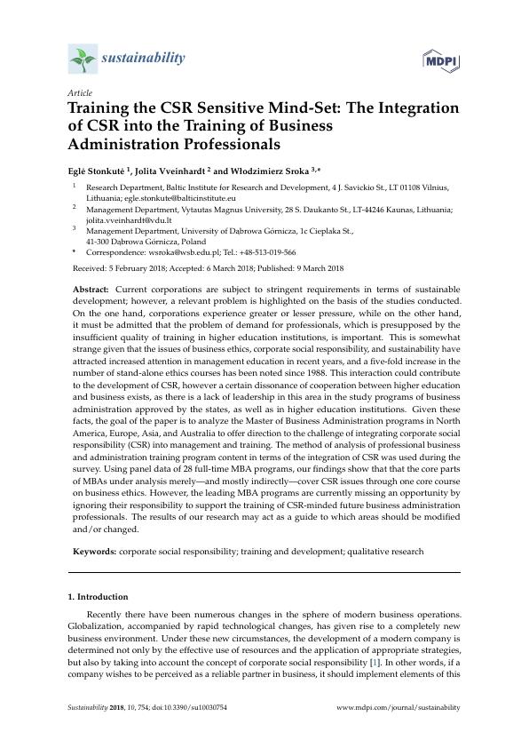 Training the CSR Sensitive Mind-Set: The Integration of CSR into the Training of Business Administration Professionals_1