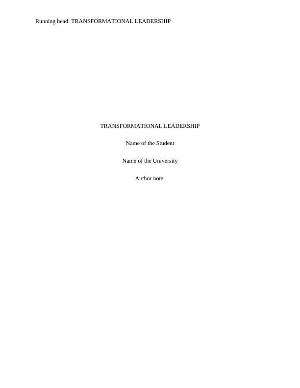 Transformational Leadership: Importance of Mission and Vision Statements in Organizational Change_1