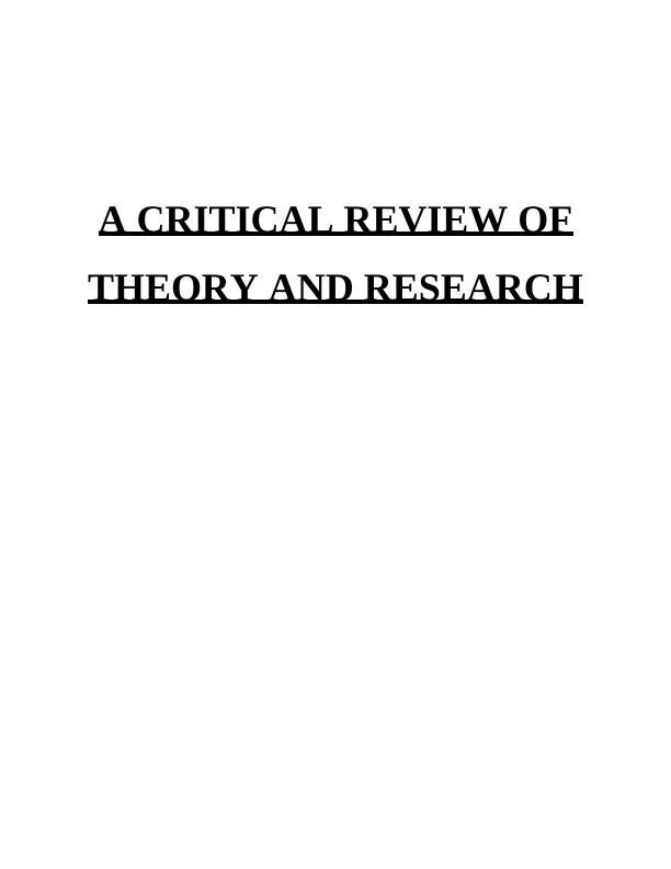 critical review of theory and research