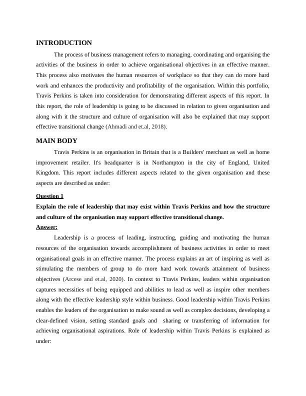 Role of Leadership and Organisational Structure in Transitional Change ...