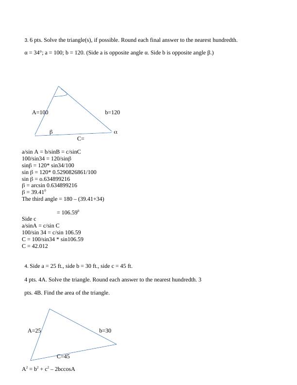 Trigonometry Problem Solutions For Desklib