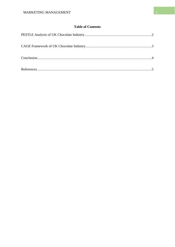 PESTLE and CAGE Analysis of UK Chocolate Industry