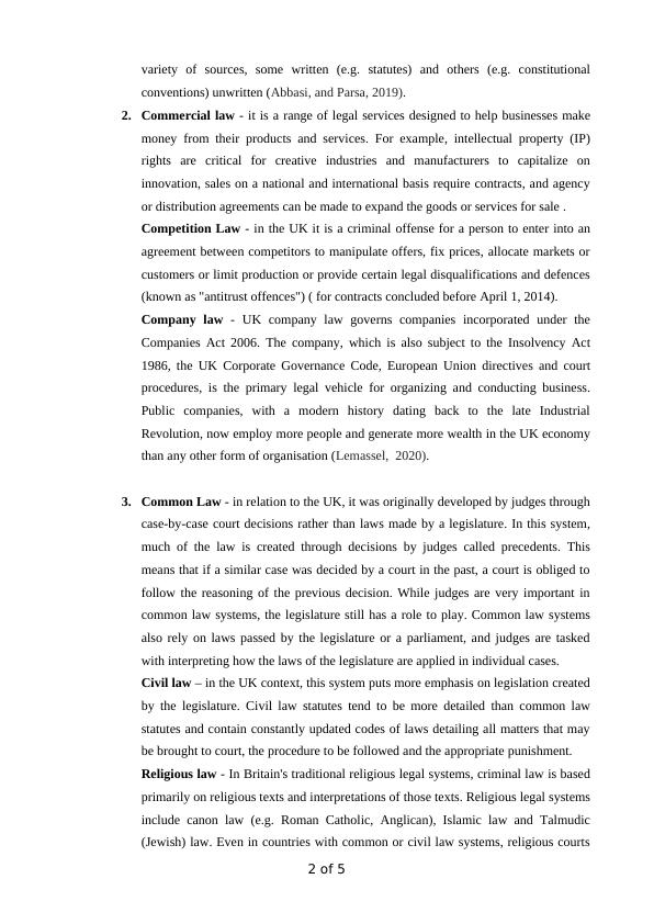 UK Classifications of Laws and Source of Law for Business Management