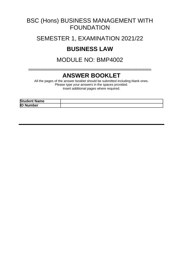 UK Classifications of Laws and Sources of Law: Business Law Exam 2021/22_1