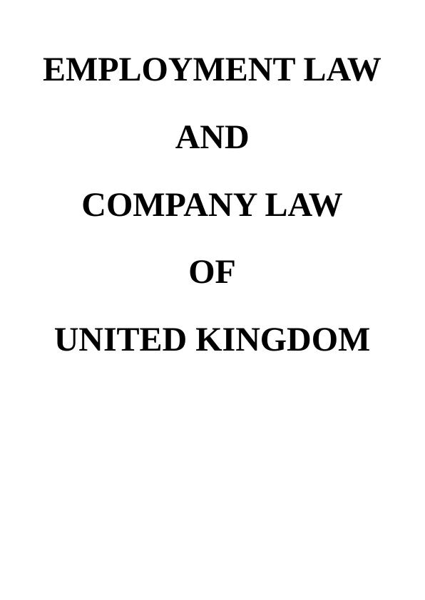 Employment Law and Company Law of United Kingdom_1