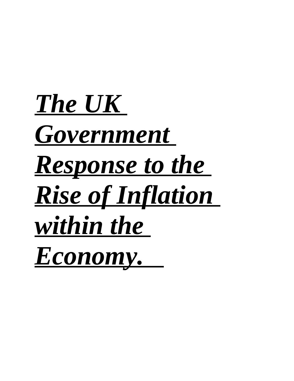 UK Government's Measures to Control Inflation in Economy