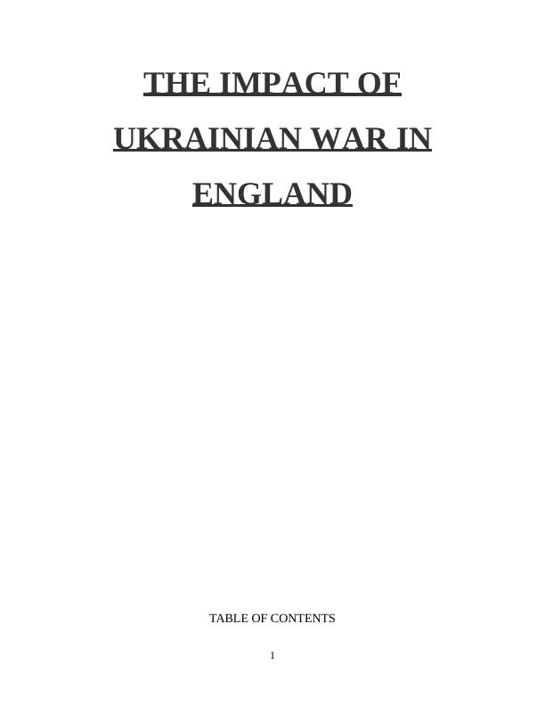 The Impact of Ukrainian War on Oil and Gas Delivery in England: A Study on BP Oil and Gas Company_1
