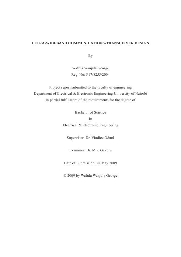 UltraWideband CommunicationTransceiver Design Desklib